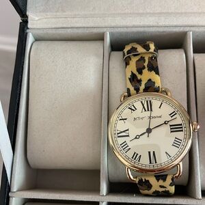 Betsey Johnson Watch With Leopard Designed Leather Band